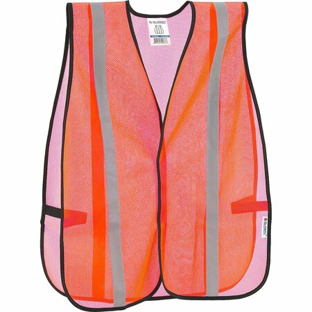 GLOBAL INDUSTRIAL Hi-Vis Safety Vest, 2in Reflective Strips, Mesh, Orange, One Size 641643O